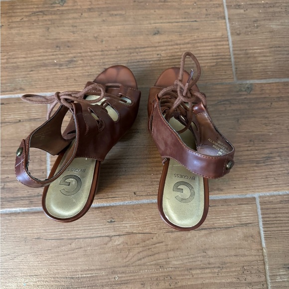 G by Guess Brown Lace-Up Platform Heels (Size 8M) - Picture 7 of 8